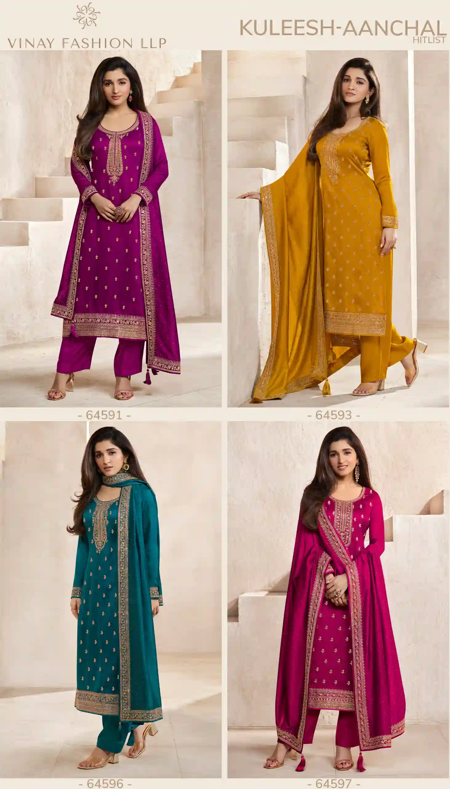 Vinay Fashion Aanchal Hitlit Embroidered Silk Wholesale Designer Salwar Suit Catalog — Wholesale Salwar Suits, MPA wholesale from Surat — view 6